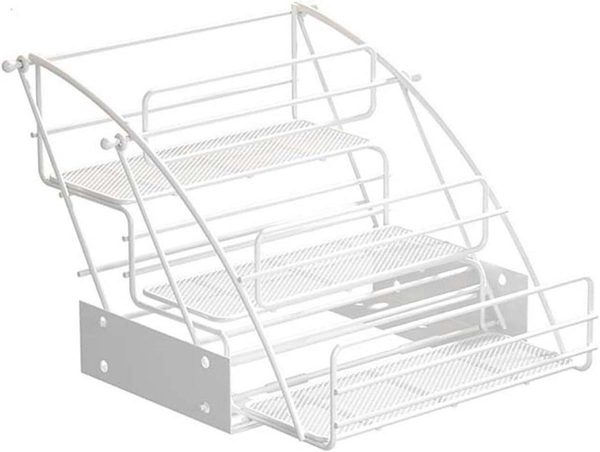 Uittrekbare Kast Organizer - Keukenkast Plank - Keuken Opbergen - 3 Niveaus Schuiflade - 37x28x21 cm - Wit