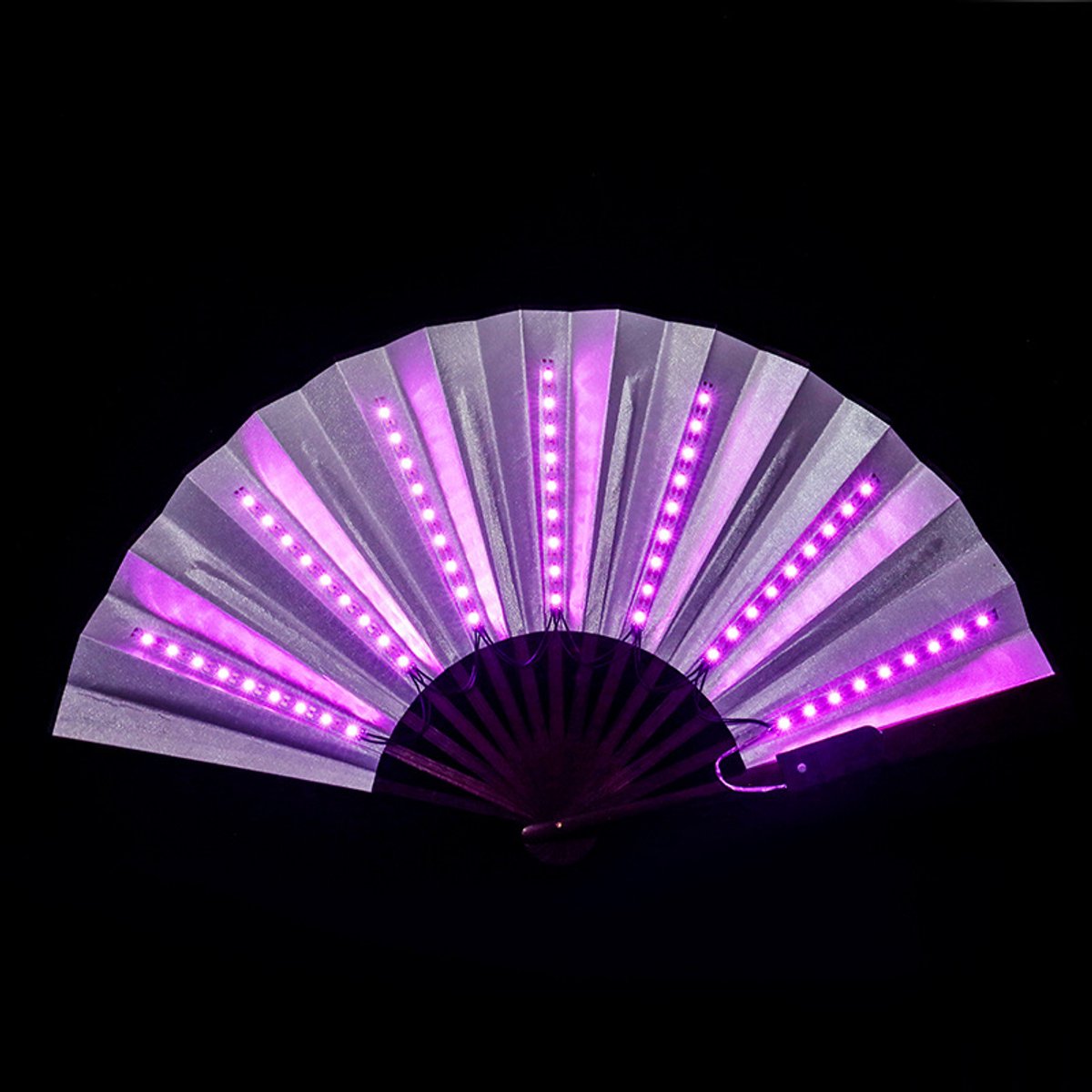 Opvouwbare LED-waaier, LED-handventilator voor feesten, festivals, disco's en shows （Paars）