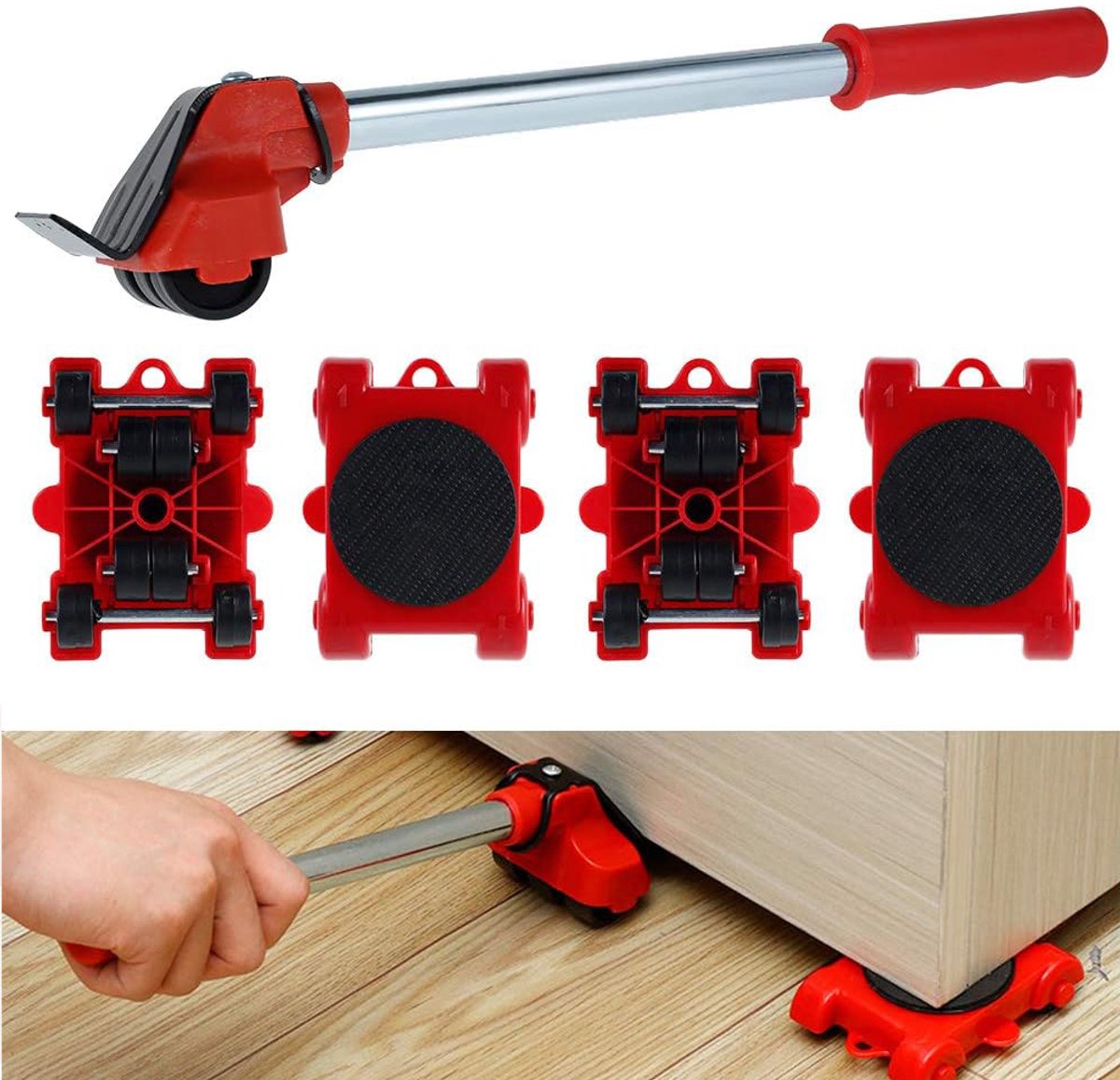 5-Delige Set Meubelverplaatsingslifters - 360° Zware Meubellift - Meubelschuifwielen Set - Wielensets Voor Meubellifters - Meubelroller