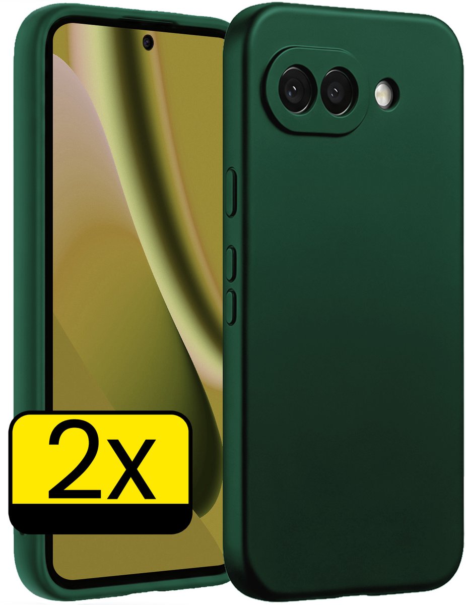 Hoesje - 2 Stuks - Geschikt voor Google Pixel 10a - Sterk & Shockproof - Case Siliconen - Back Cover - Telefoon Hoes - Telefoonhoesjes - Donkergroen