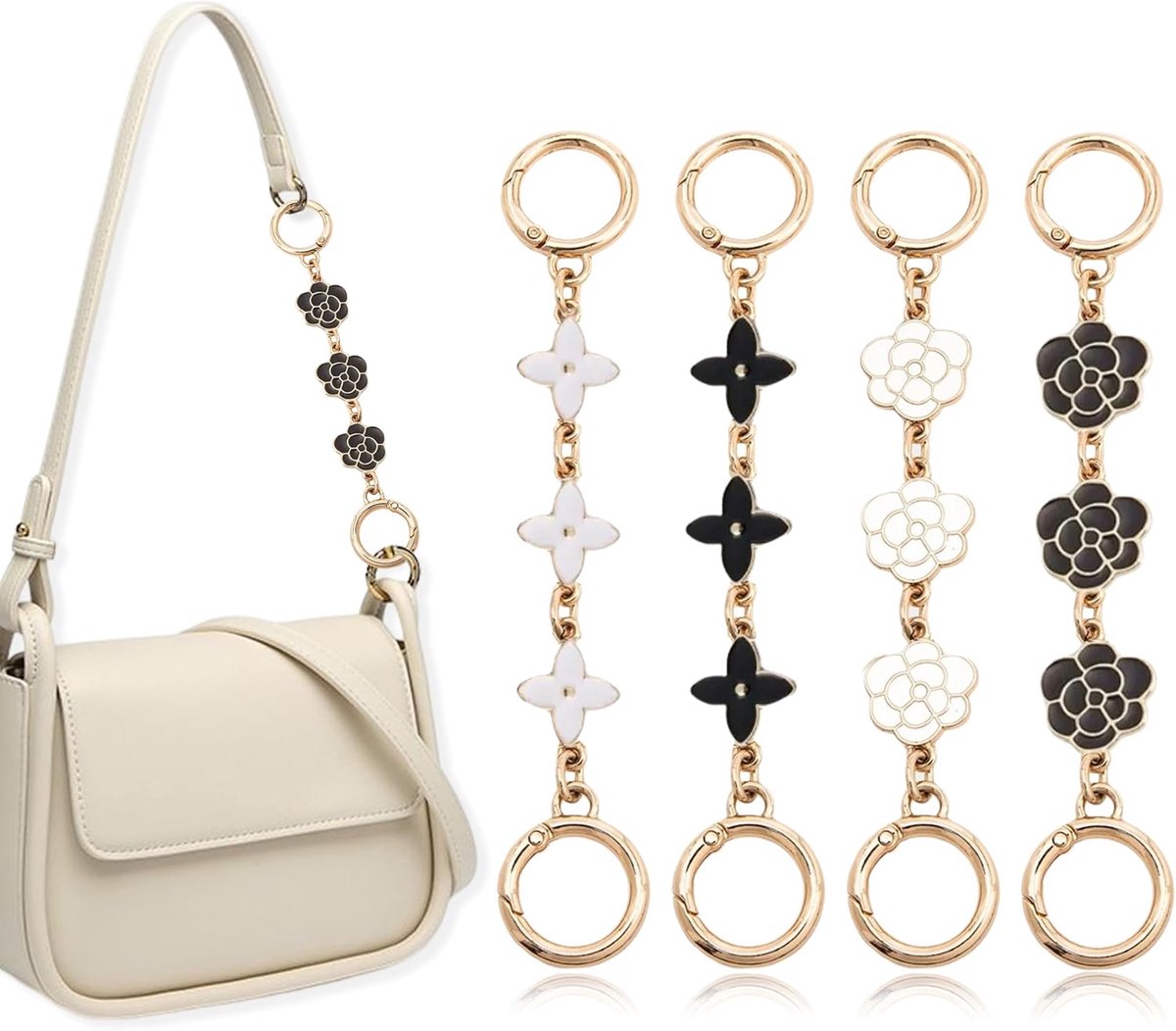 4 Stuks Tassenketting Verlengketting, 2 Stijlen Tas Tassenketting Kettingriem Verlenging, Gouden Tasverlengkettingen voor Schoudertassen en Crossbodytassen
