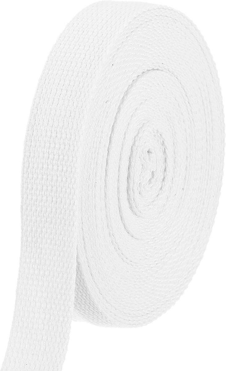 Katoenen riem, 2,5 cm, 11 yard polyester, katoenen weefsel, singelband, twillband voor kunst en handwerk, draagriem, draagtasgrepen, stoffen riemproductie, outdoor-accessoires, wit