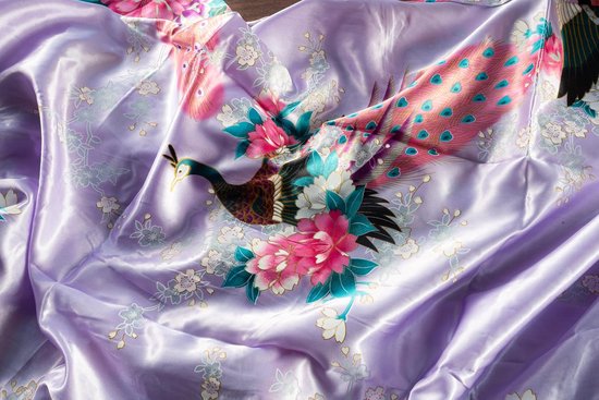 Kimono badjas lang 16 kleuren Premium Peacock bruidsmeisje bruidsdouche dames cadeau — afbeelding 3