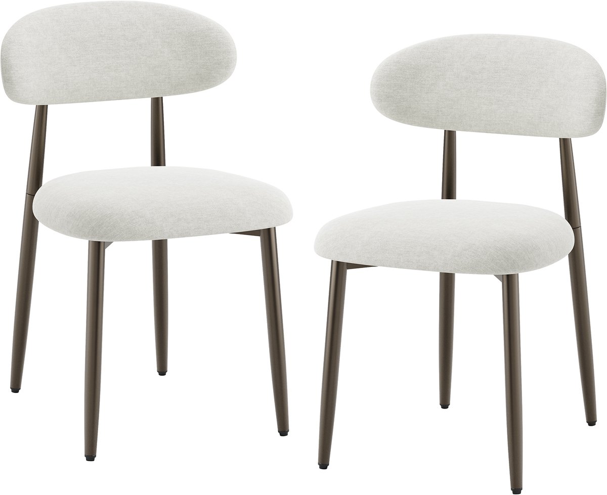 COLAMY Eetkamerstoel - Gestoffeerde Zitting - Ergonomische Rugleuning - Metalen Poten - Moderne Stoel - Set van 2