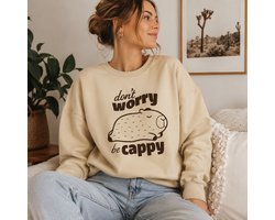 Capibara Sweater – Don't Worry Be Cappy – Uniseks Trui – Grappige Capybara Sweater – Cadeau voor Dierenliefhebber