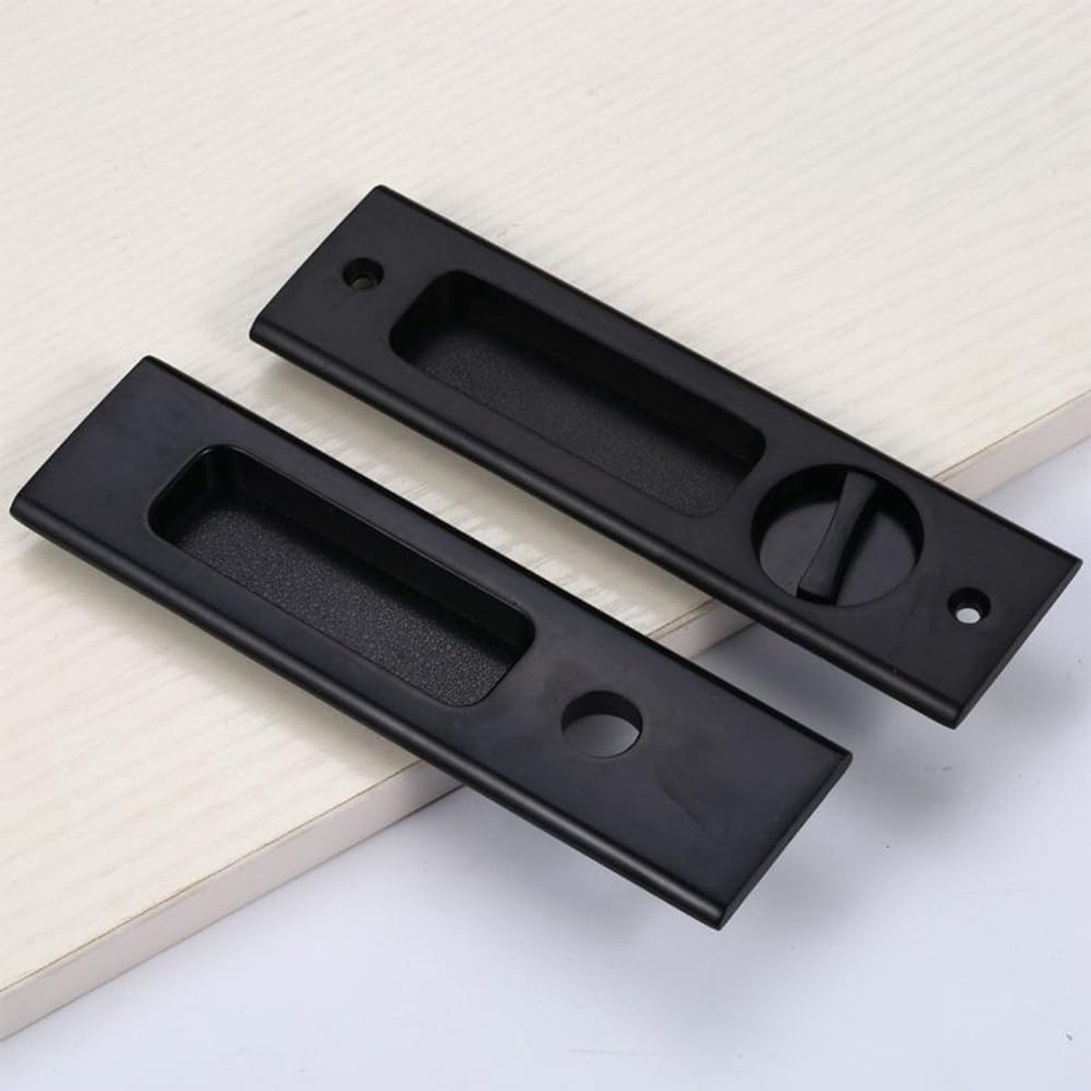 Zakdeurklink Geen Sleutel Schuifdeurslot Pocket Deurslot Onzichtbaar Verzonken Deurklink 160mm (Zwart)