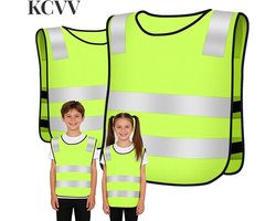 Veiligheidsvest kind- veiligheidsvest kinderen-veiligheidvest kind-tweedelige set - ademend, lichtgewicht, reflecterende strepen - groen - 47x40 cm