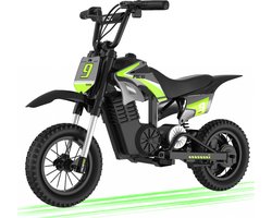 RCB R9XPRO 36V Elektrische Crossmotor (5-10 jaar) - 350W elektrische kindermotor - 3 Versnellingen-Max 25 km/u - Groente/Zwart