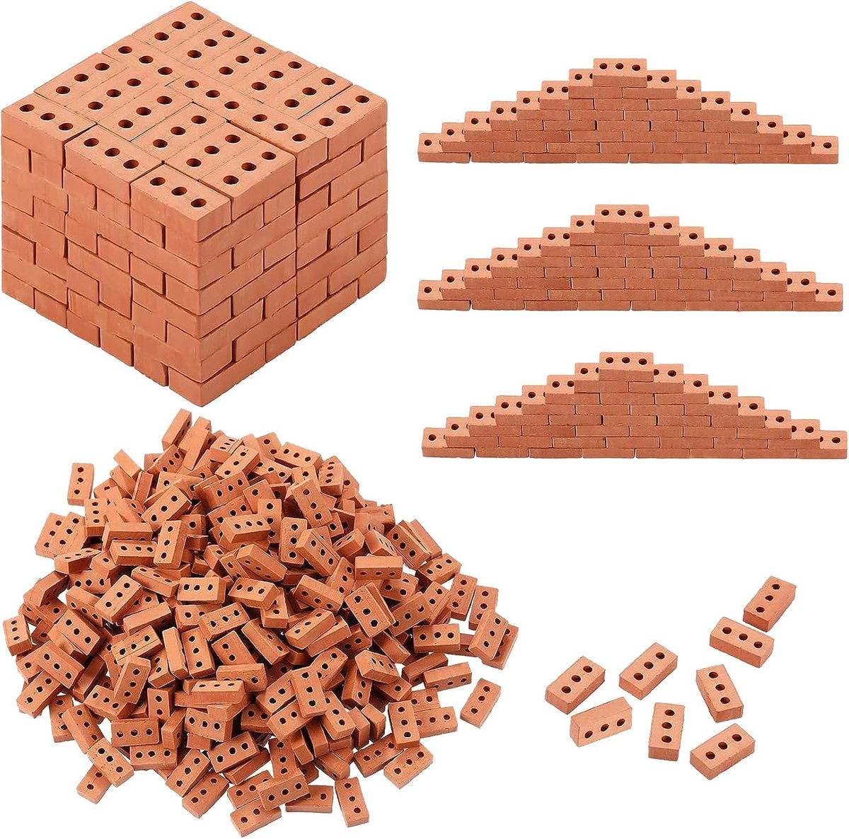 Mini-simulatie baksteen, 1:12 mini-bakstenen, miniatuur bakstenen, bakstenen voor doe-het-zelf poppenhuis, baksteen, diorama, feeën, tuindecoratie (rood 200-3)