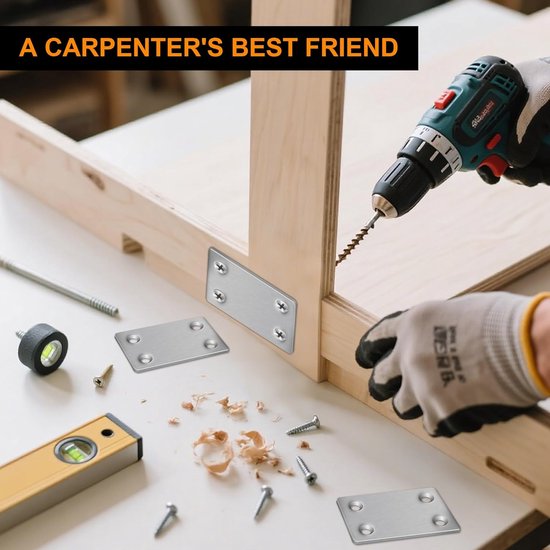 22 Stuks 60x38 mm Zilveren Rvs Verbindingsplaten - Ideaal Voor Wandplaathangers, Dwarssteunen, Terrasschroeven En Hekpaalreparatie — afbeelding 5