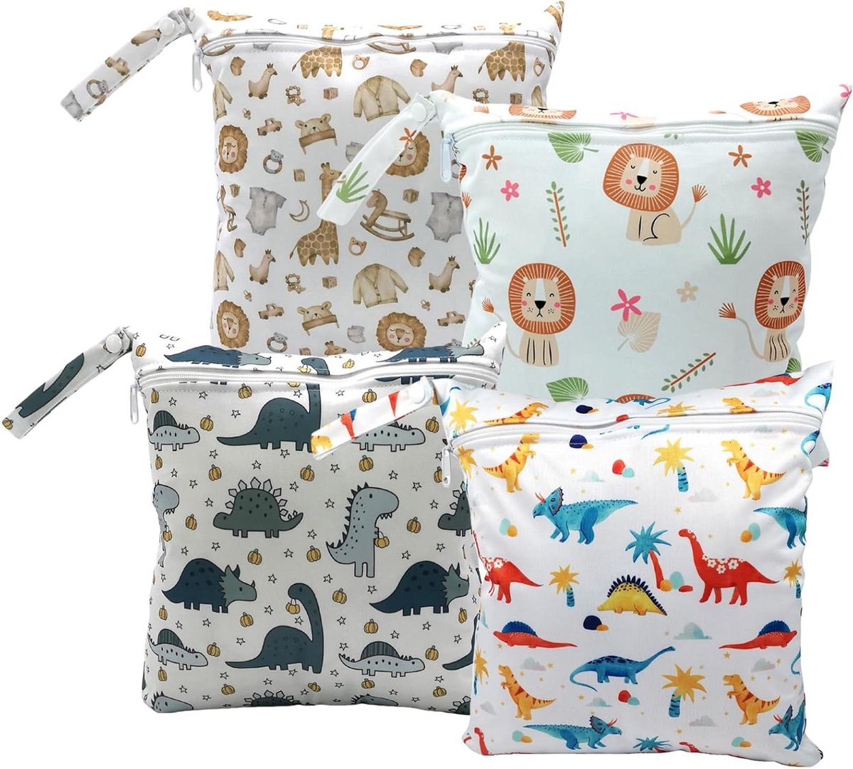 Wetbag Set - Nappy Bag - Baby Verzorging - Waterdichte TPU Coating - 28 x 30 cm - Multicolor