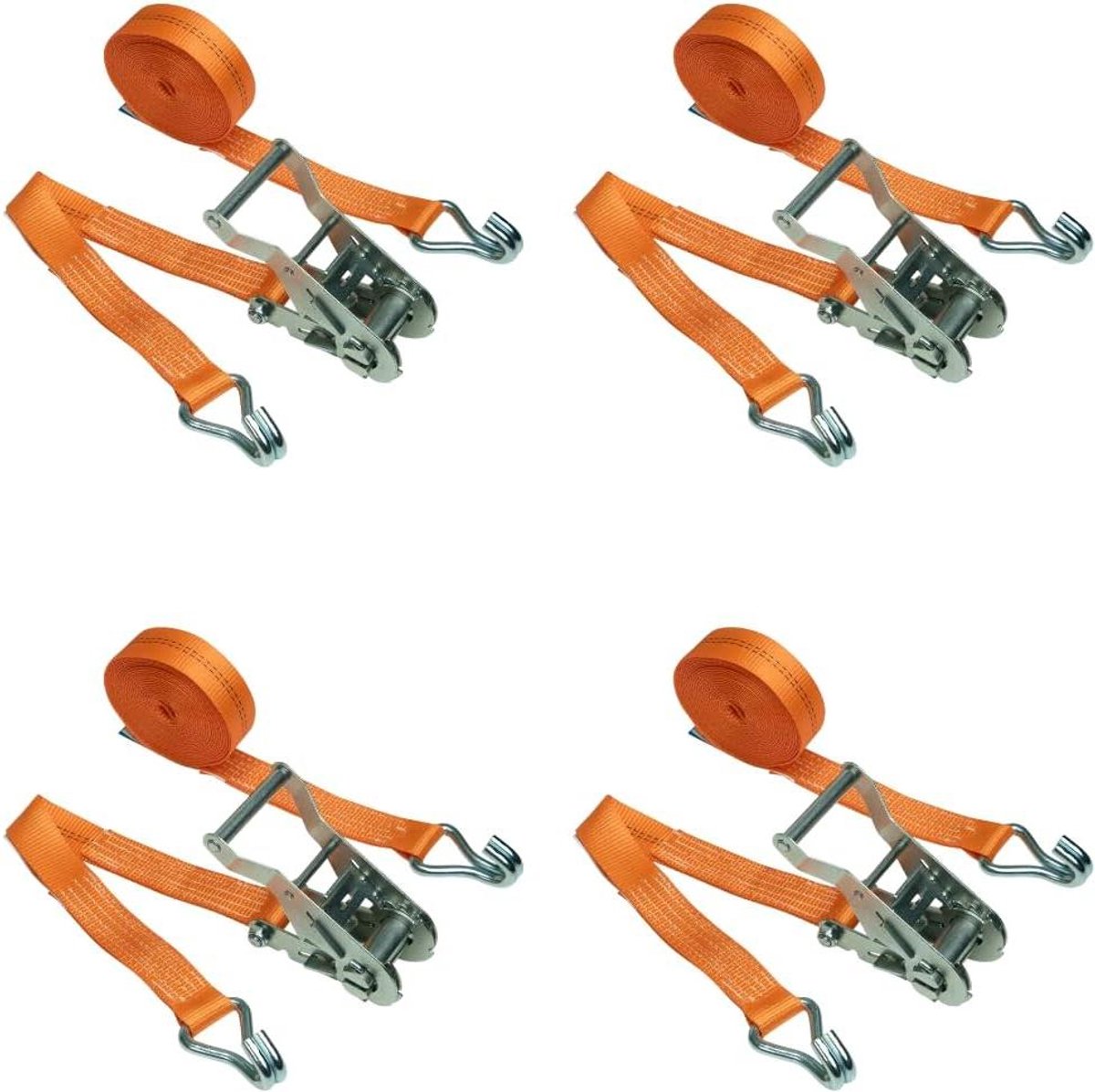 Spanband Ratel Set - Sjorband Vervoer - Lading Zekeren - 2 Ton Capaciteit - 8 Meter Lengte - Oranje