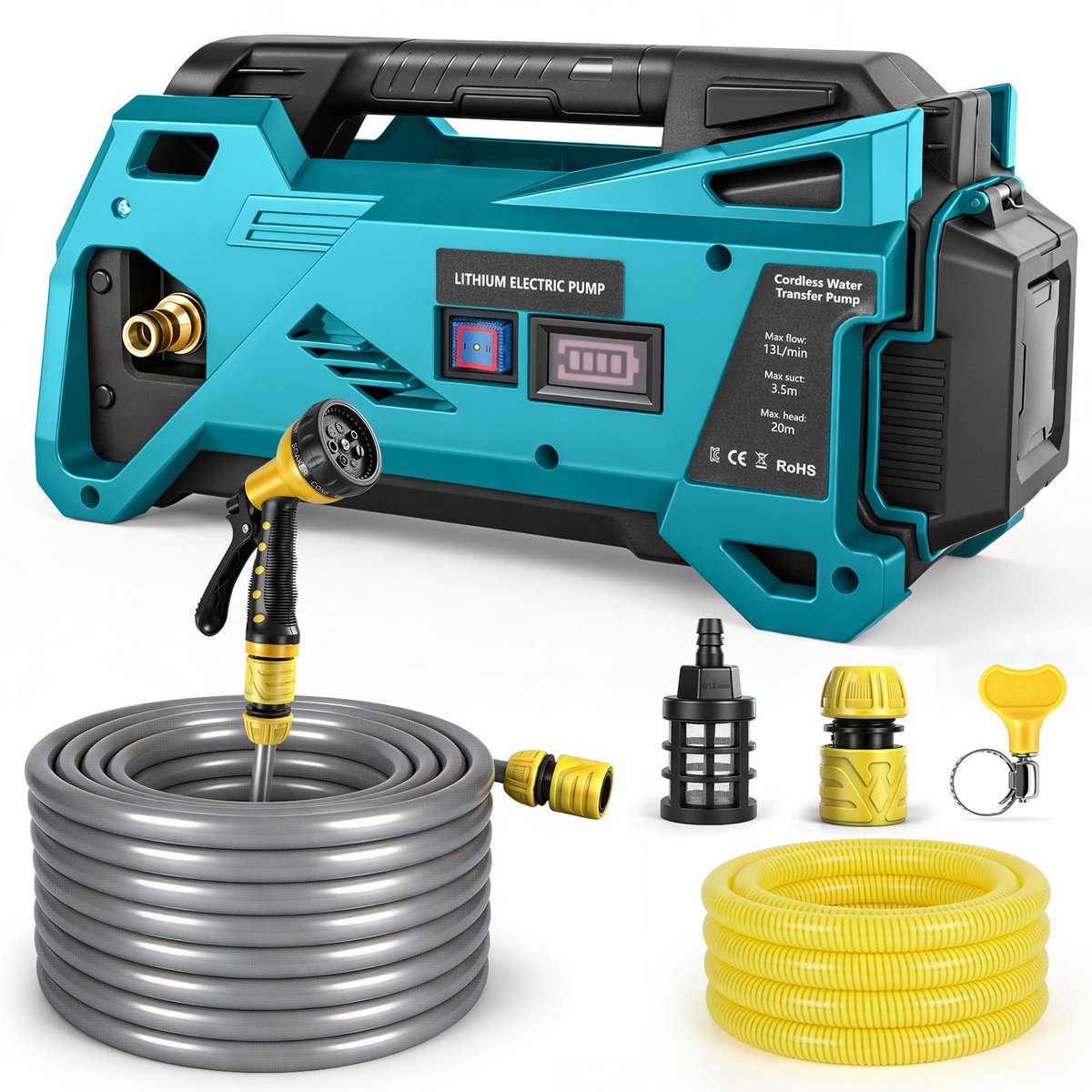 SnelShoppen - Draadloze Waterpomp voor Makita 18 V Accu, Zelfaanzuigende Elektrische Pomp voor Huis, Tuin, Zwembad, Camper, Whirlpool, Vijver en Aquar