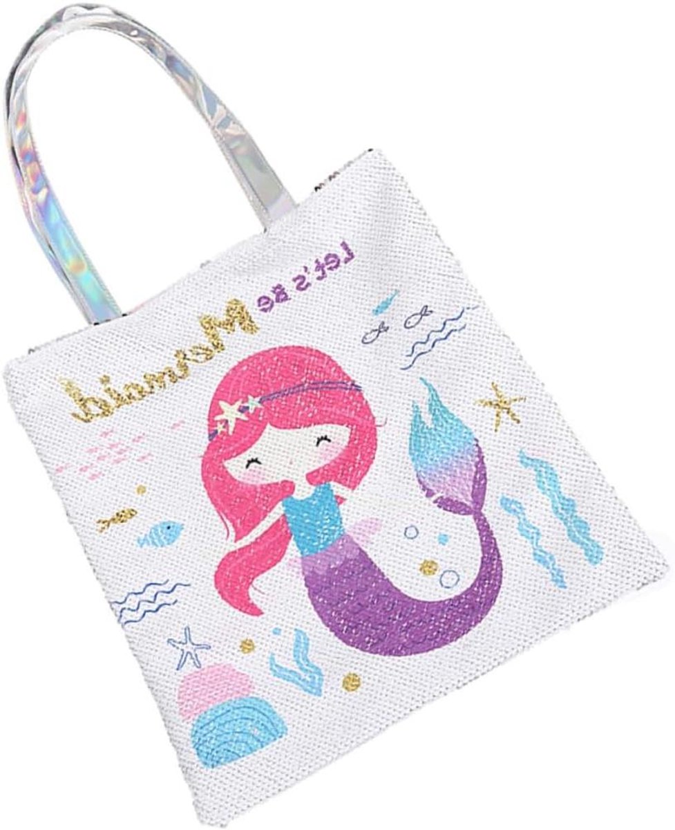 Draagtas met Pailletten - Schoudertas Dames - Dagelijkse Boodschappen - Grote Capaciteit - 38.5 x 34.5 cm - Wit