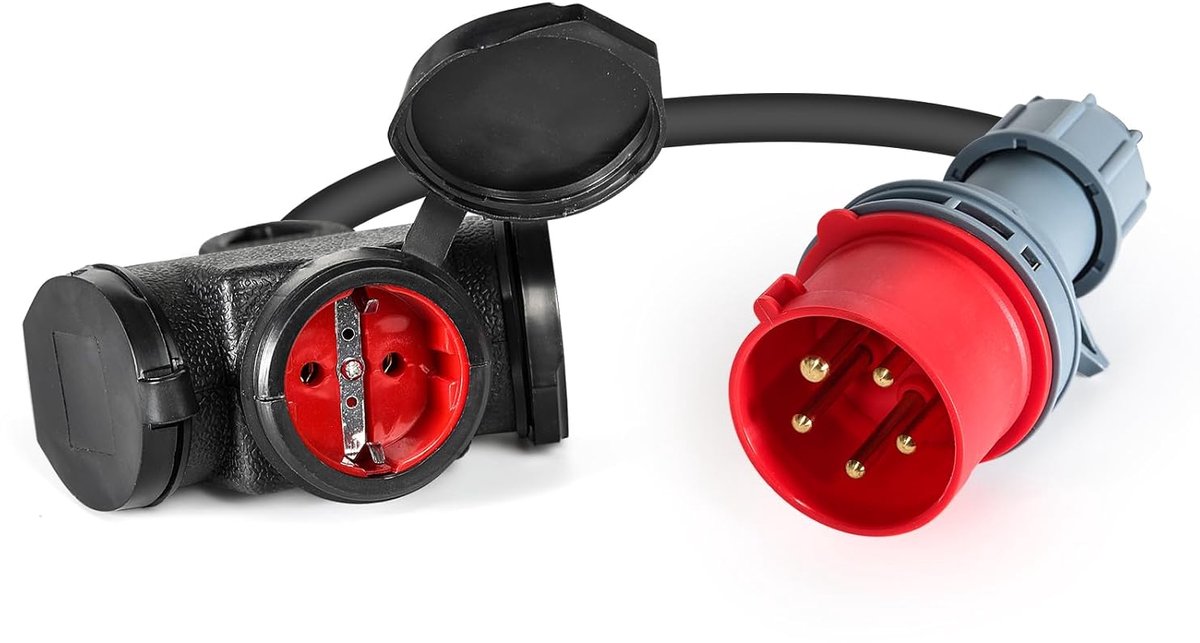 Campingadapter Camping Stroomadapter 3 * 2,5 mm² 16 A 400V Stekker Naar 3 x 230V Koppeling Rubberen Kabel Hoge Stroom Splitter Sterke Stroom Verdeler