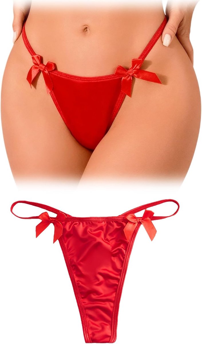 G-string string slipjes met strikje T-back string V-taille slipjes met ketting Lage taille naadloos ondergoed