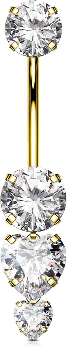 14G intern gouden navelstaafje titanium G23 hart navelpiercing voor vrouwen hart navel sieraden body piercing 8/10/12/14/16 mm
