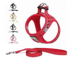 SnelShoppen - Suredoo Hondentuig voor Kleine Honden met Riem, Anti-Trektuig, Reflecterend, Ademend Borstuig, Puppytuig voor Kleine en Middelgrote Hond