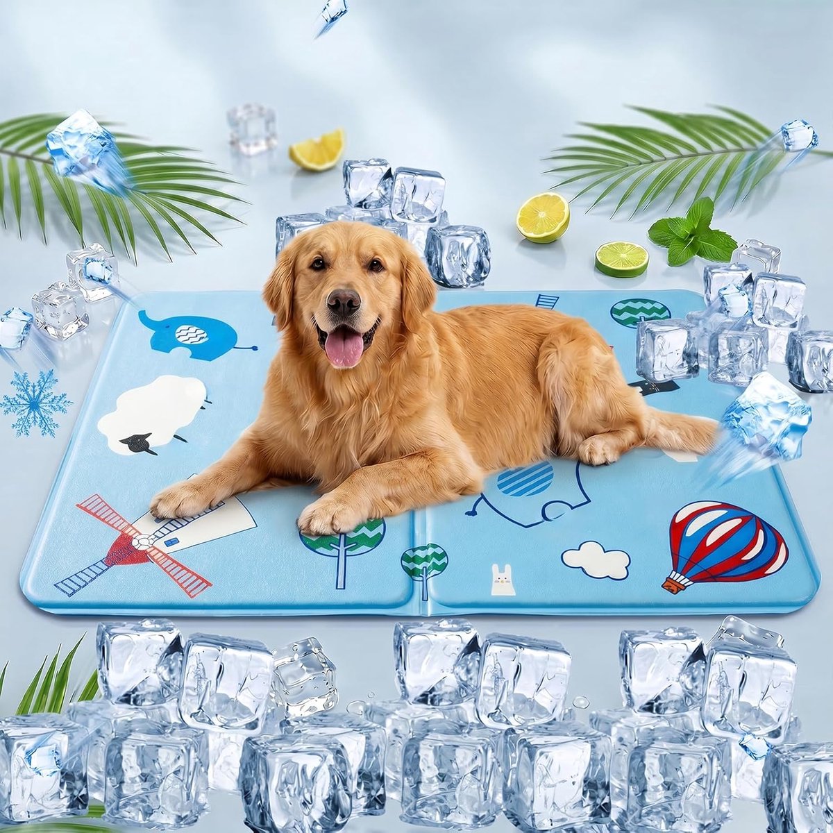 Koelmat voor Honden en Huisdieren, Fris Mat voor Binnen en Buiten, Blauwe Poolbeer, Maat L 50x60 cm
