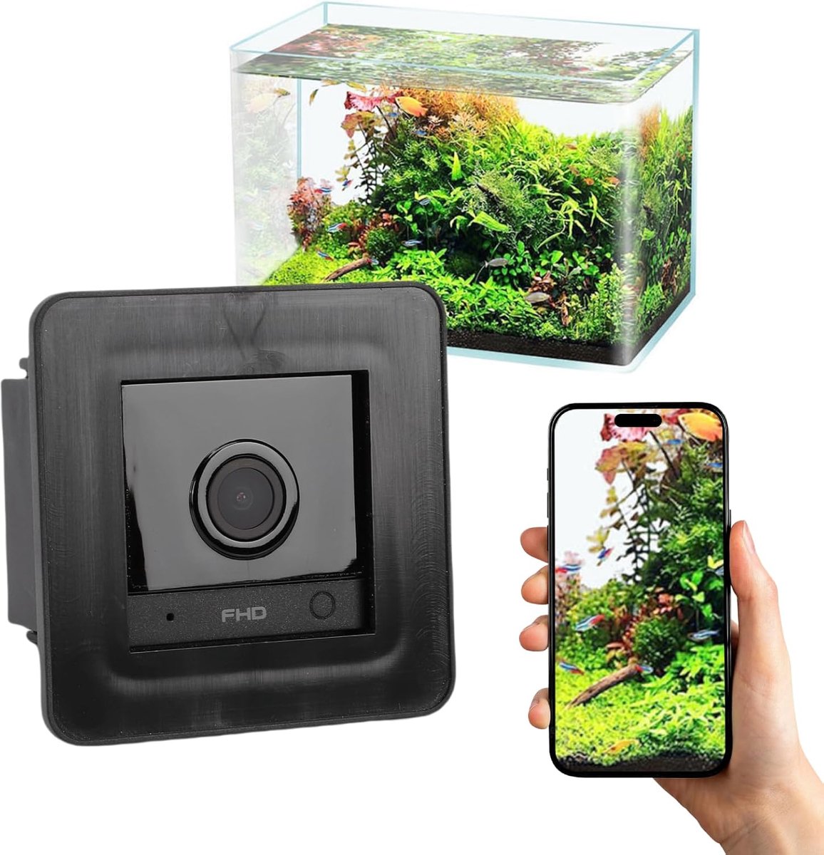 2K HD-Camera Voor Aquaria, Reptielenterraria, 140° Groothoek, AI-Bewegingsdetectie, 2,4 Ghz Wifi, Tweeweg Audio, Antireflectie, Geen Reflectie