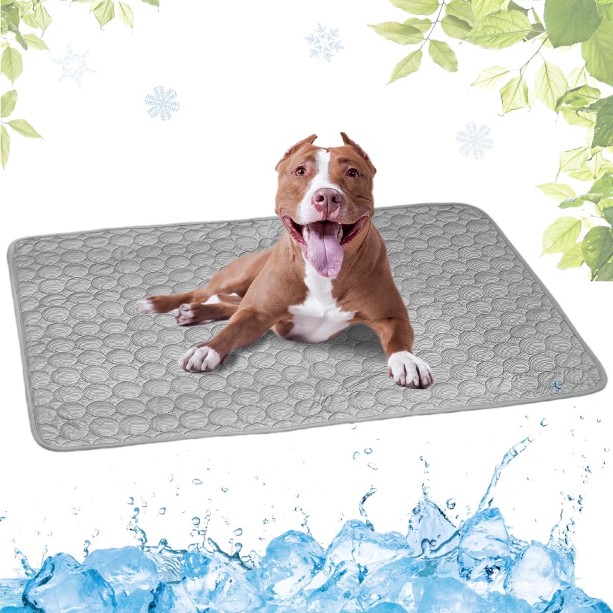 Koelmat voor Hond, Zelfkoel Hondenmat, Kat Koelmat, Niet-toxisch Huisdier Zelfkoelende Pad, Wasbaar Hondenkoelmat voor Honden en Katten in Hete Zomer Ontspannen(Grijs,55x70cm)