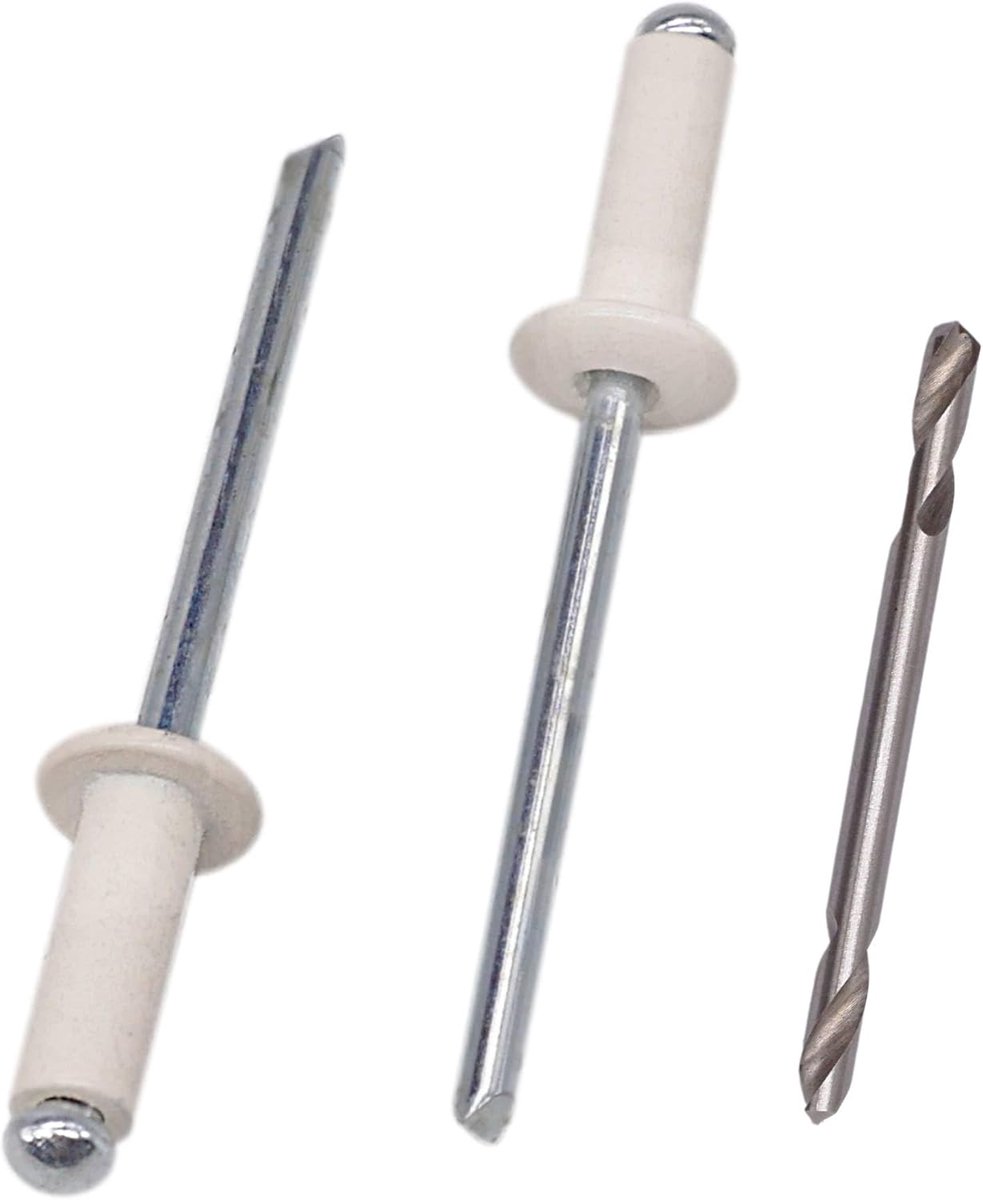 (100 stuks) Geschilderde blindklinknagels 4,0 x 12 mm, aluminium blindklinknagels, DIN 7337, koepelkop, stalen doorn, popklinknagels (puur wit RAL 9010)