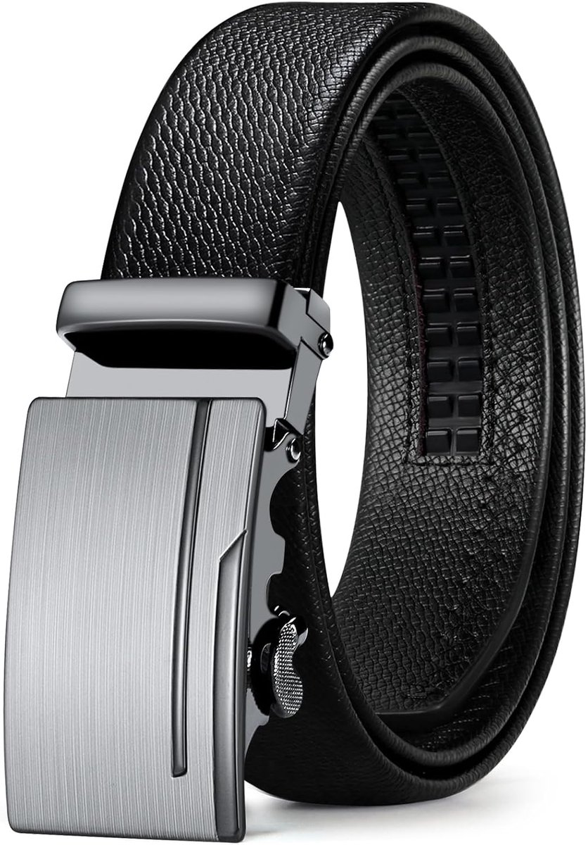 Riem voor heren, met ratel, automatische sluiting, zakelijk, pak, 35 mm breed, leren riem