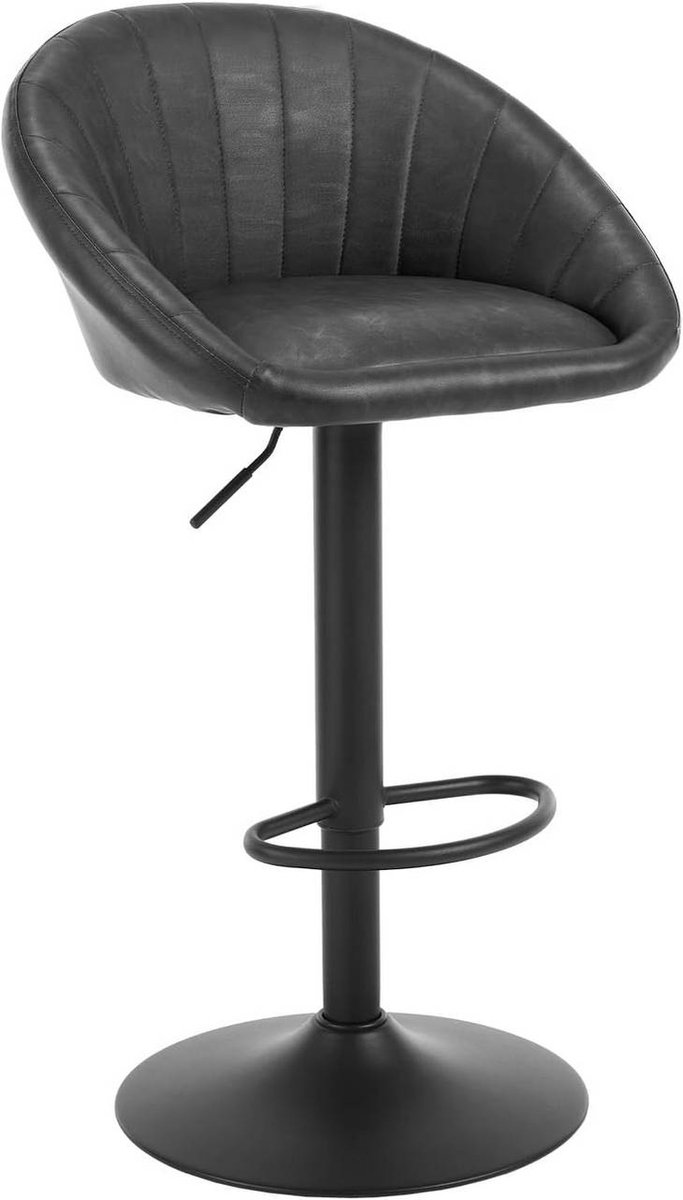 SureDeal® - Barkruk - Hoogte verstelbaar - Draaibaar - Rugleuning - Imitatieleer metaal - 55x50x83,5 cm - Antraciet