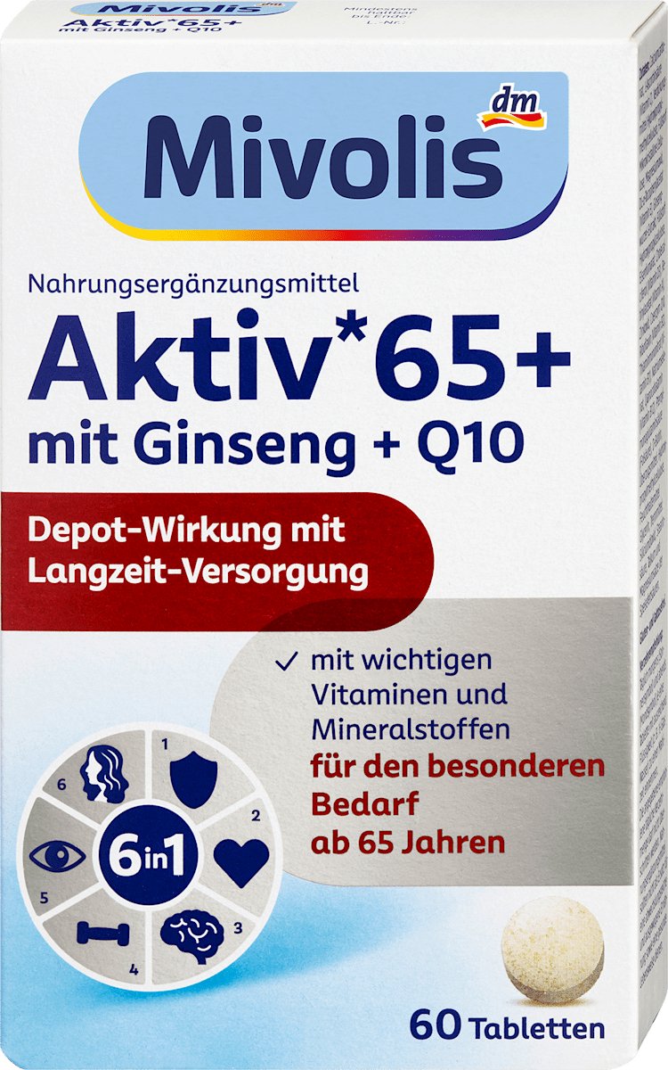 Mivolis Aktiv 65+ met Ginseng + Q10 – 60 tabletten
