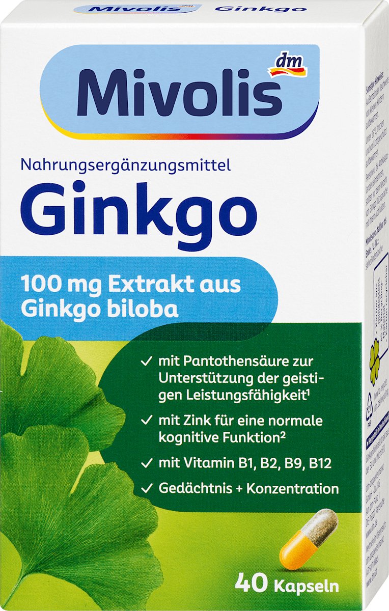 Mivolis Ginkgo Geheugen + Concentratie – 40 capsules
