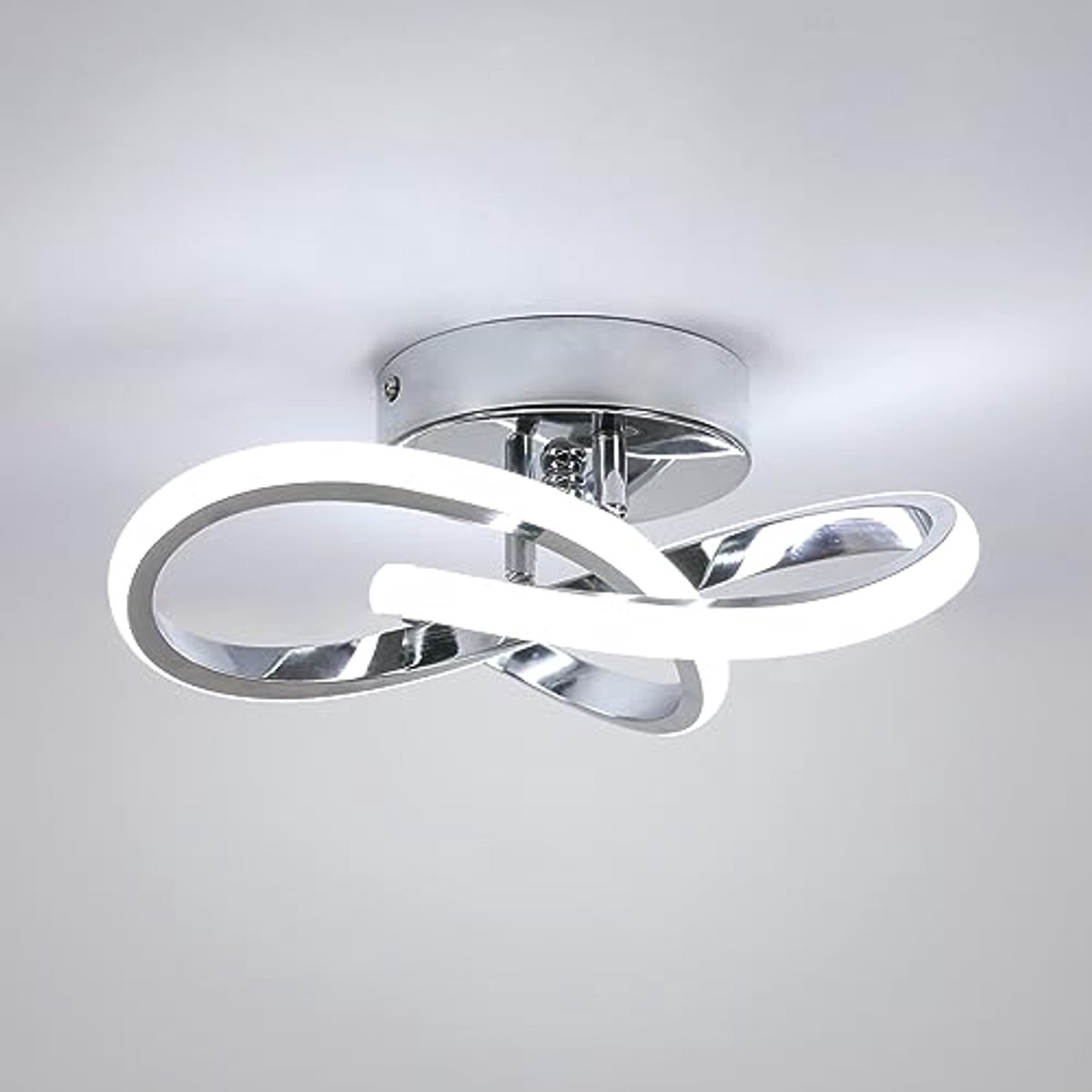 Riserva LED Plafondlamp Modern - Chroom - 22W 2475lm - 6500K Koud Wit - Design Plafondlamp - voor Woonkamer, Slaapkamer en Keuken