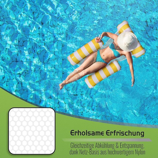 Luchtmatras Zwembad - Opblaasstoel Water - Water Ontspanning - 3-in-1 Design - Max 150kg - Geel — afbeelding 4