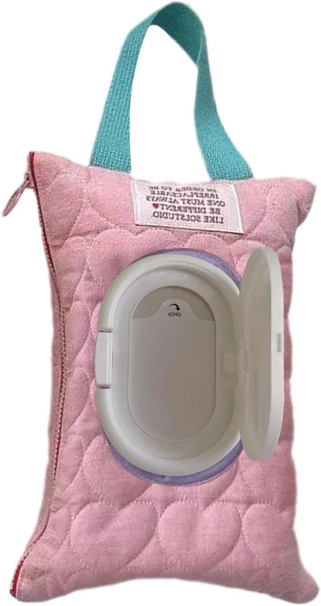 Luier Doekjeshouder - Reistas Organizer - Baby Verzorging Onderweg - Vochtige Doekjes Dispenser - 23 x 17 cm - Roze