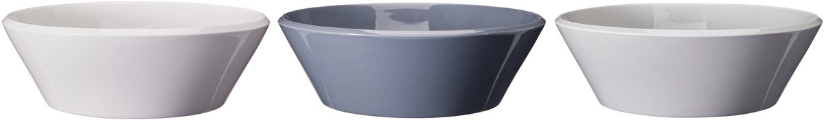 Cookinglife Saladeschalen Siaki - Wit / Blauw / Grijs ø 25 cm - Porselein - 3 stuks