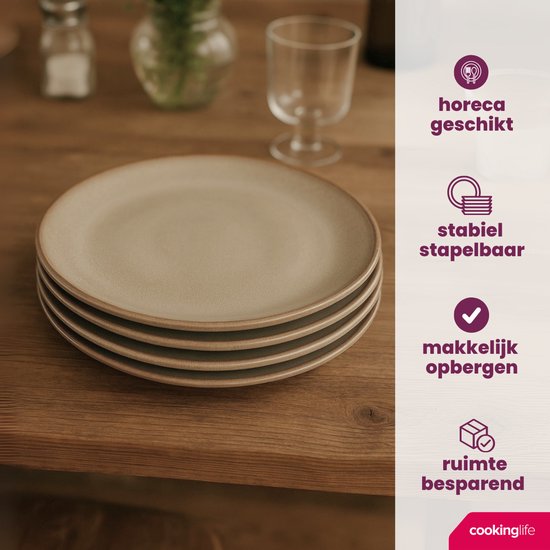 Cookinglife Serviesset Sabi Beige 18-delig / 6 personen - 6 dinerborden, 6 ontbijtborden en 6 kommen — afbeelding 5