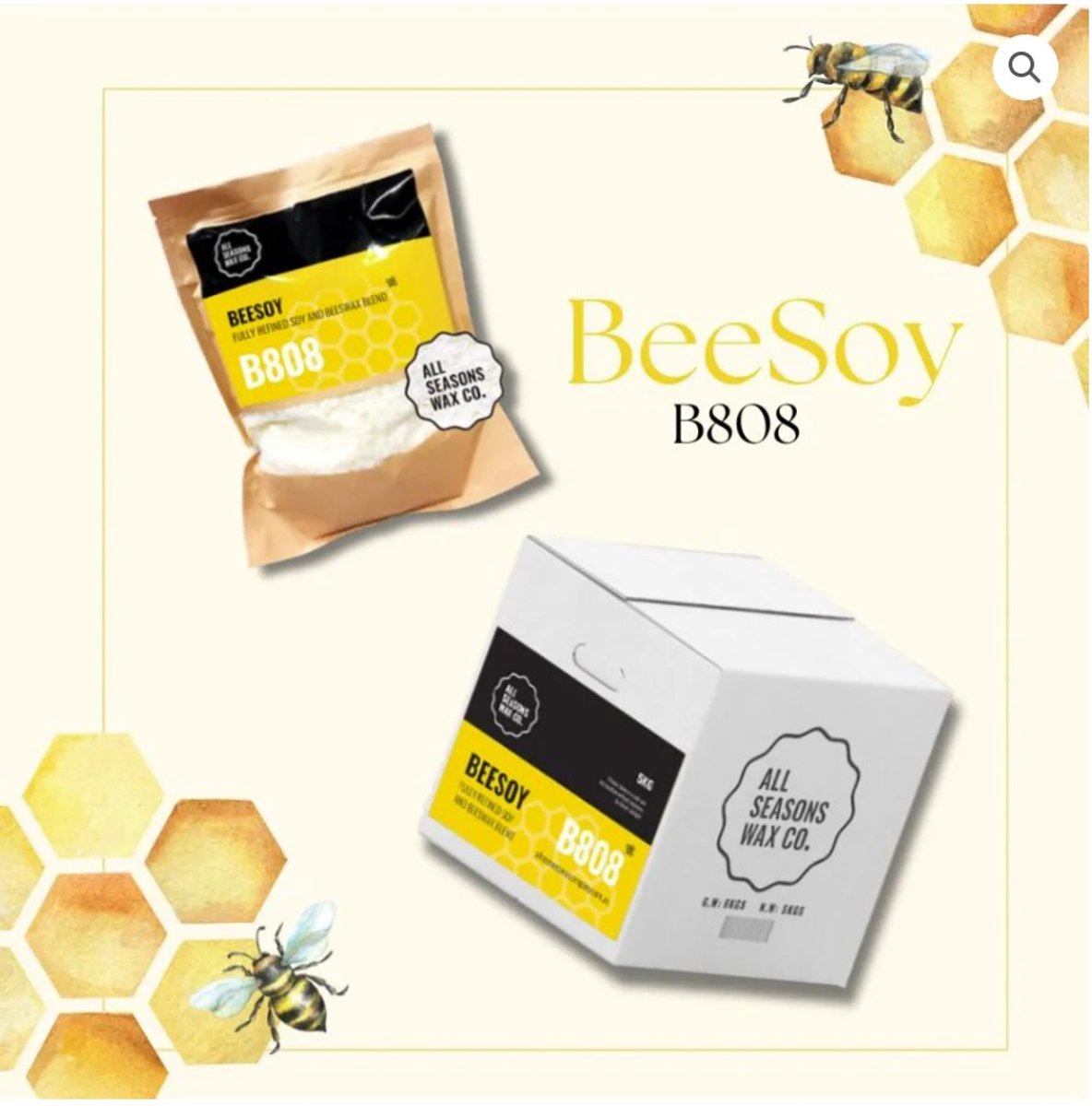 B808 Beesoy wax 1kg - zelf kaarsen maken - bijenwas soja blend - containerwas - vlokken - luxury candle supplies - Professional premium product