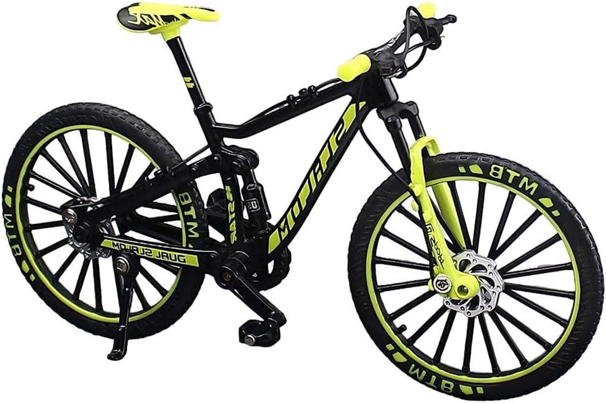 Vinger fiets model Mini mountainbike Bureau decoratie Realistisch design 17.5 x 10 cm Groen zwart
