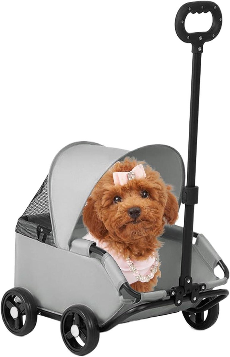 Kinderwagen voor huisdieren - Reisbuggy Honden - Outdoor avontuur - Opvouwbaar lichtgewicht - Tot 7 kg - Grijs