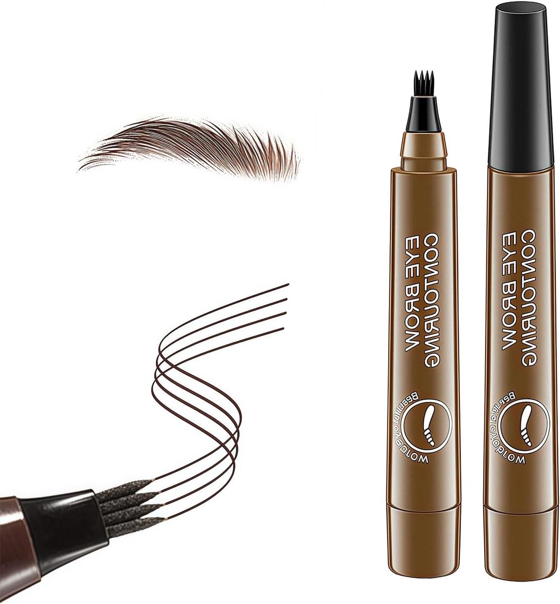 Wenkbrauwpotlood - 4-Punts Pen - Natuurlijke Look - Microblading Punten - 20 g - Donkerbruin