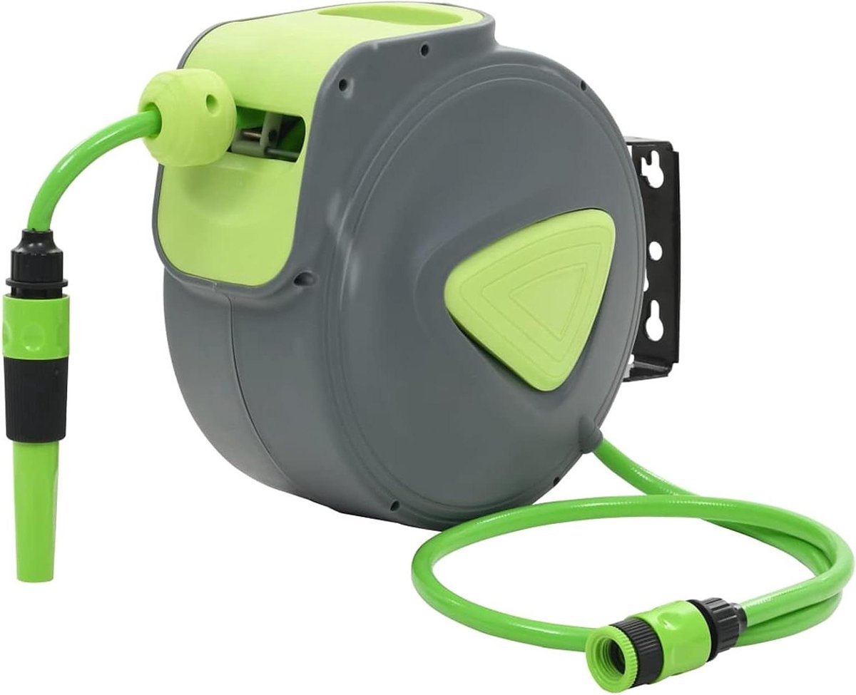 Tuinslang oproller - Automatische haspel - Water geven - Muurbevestiging - 10+1M - Grijs