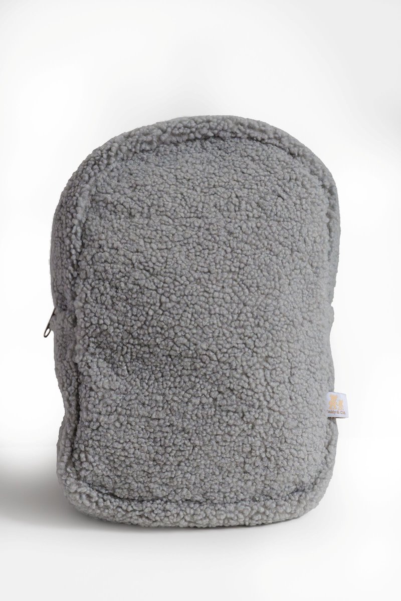 Teddy&Clo. - Teddy Kinderrugzak - Teddy/Fleece - 20 x 30 x 9 cm - Grijs - School & Opvang