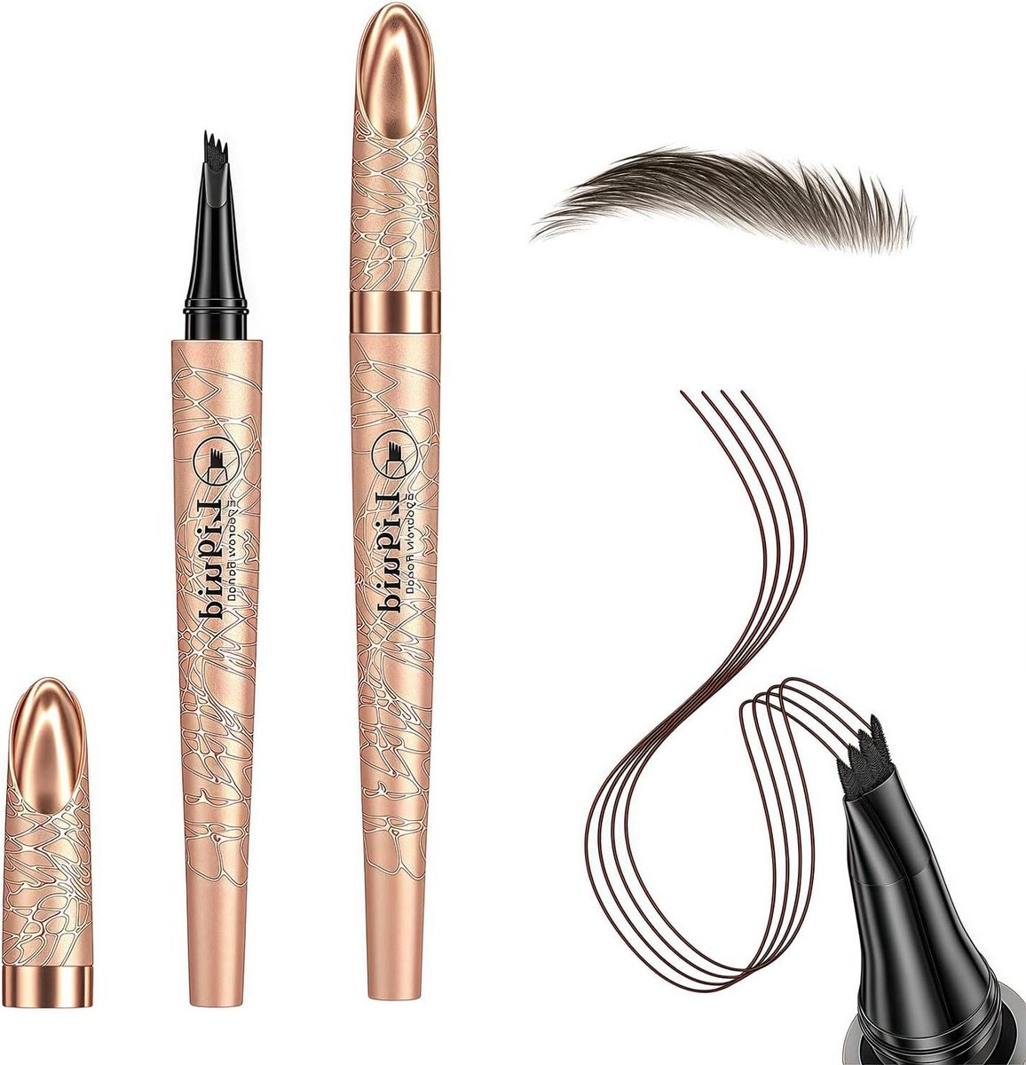 Wenkbrauwpotlood - Microblading Pen - Natuurlijke Wenkbrauwen - 4-Punt Applicator - 13 cm - Lichtbruin