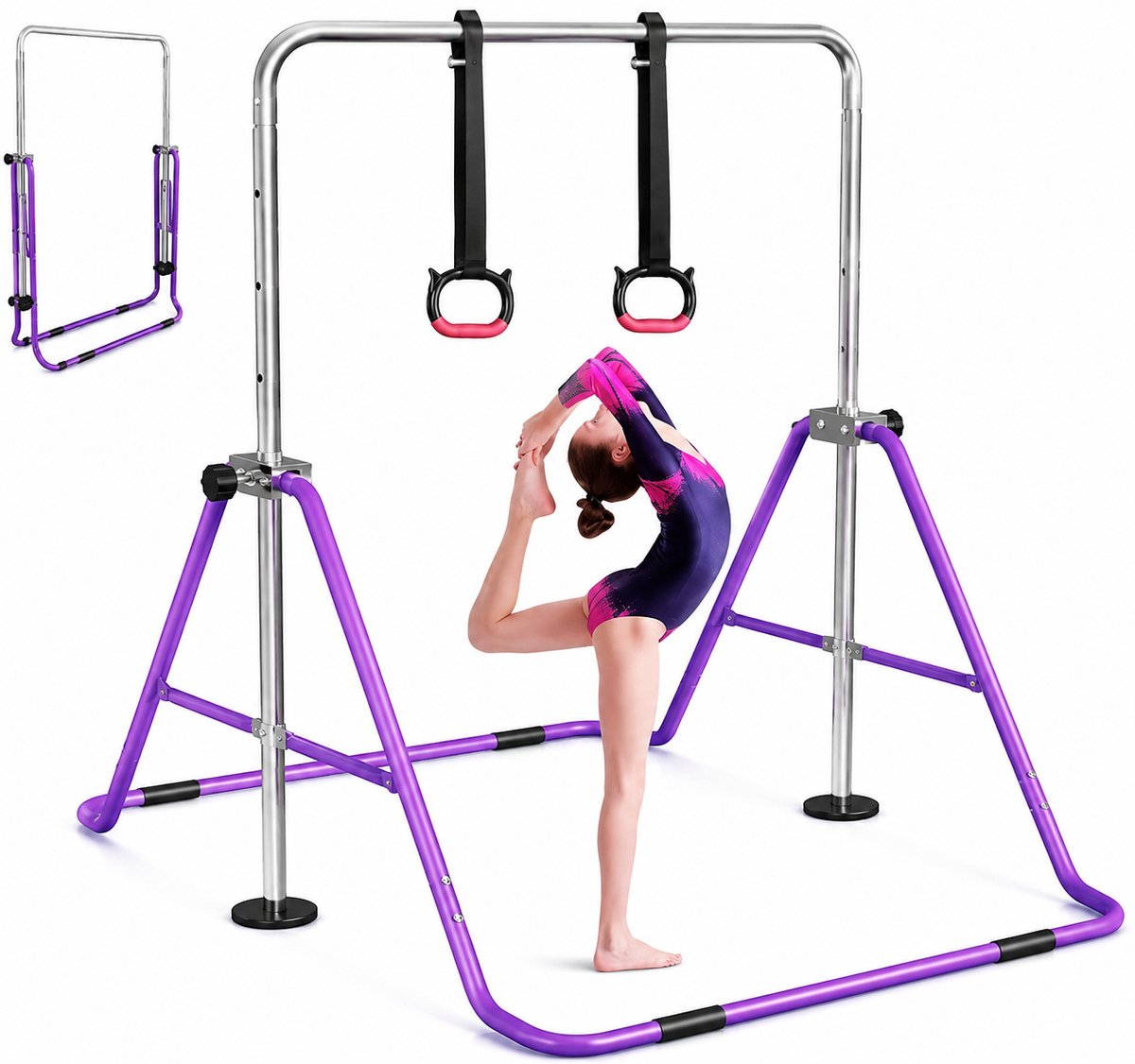 Gymnastiekstang Voor Kinderen - Verstelbaar Turnrek Voor Binnen En Buiten - Opvouwbare Rekstang Voor Junior Training - Kinder Gymnastiektoestel Voor Kracht, Balans En Beweging