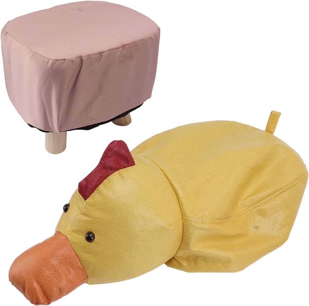 Dieren Voetenbankje - Krukje Kinderen - Ontspannen Zitten - Zacht Gewatteerd - 29x29x28 cm - Eend