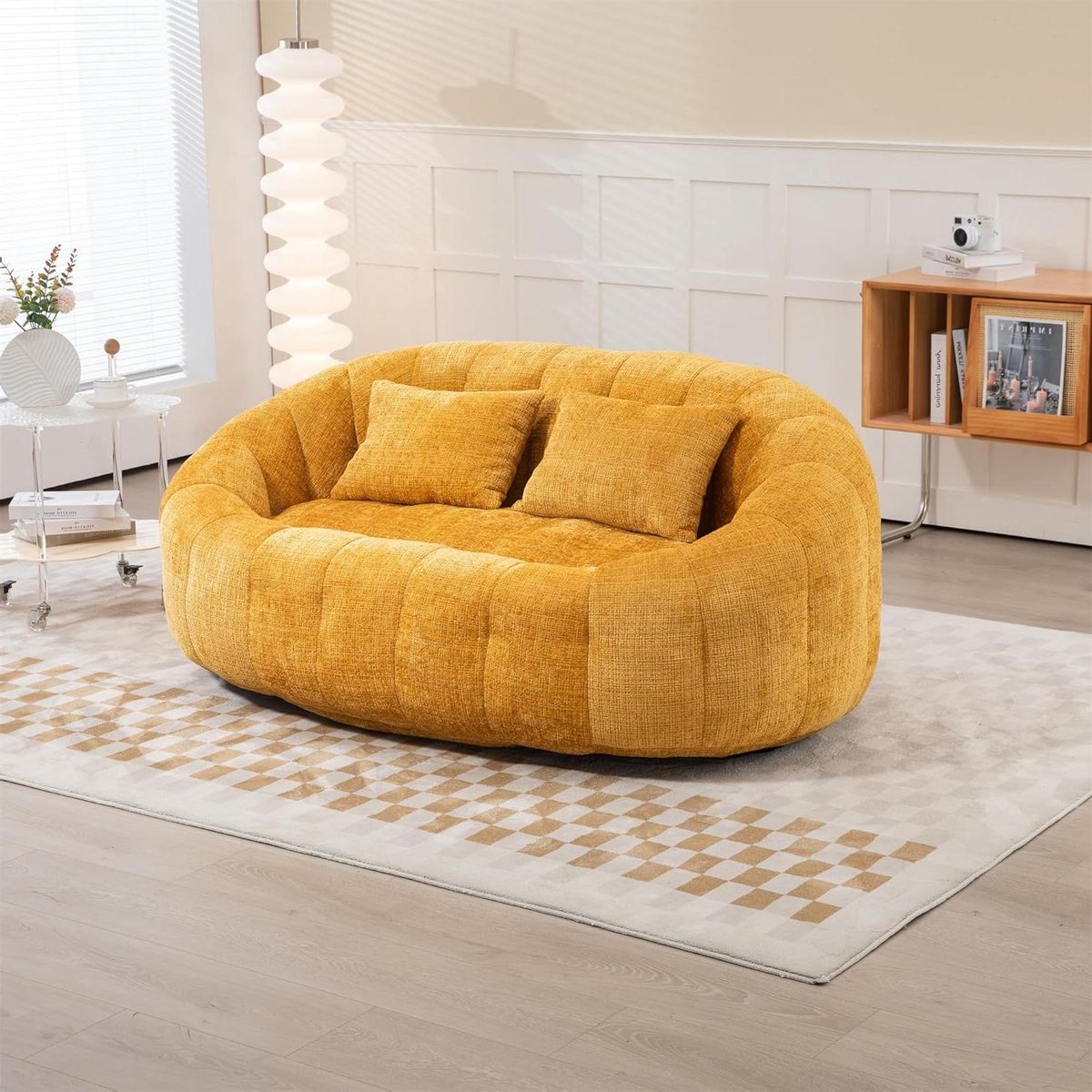 Zitzak Bank - Luie Sofa - Ontspannen Zitten - Hoge Rugleuning - 150x95cm - Geel