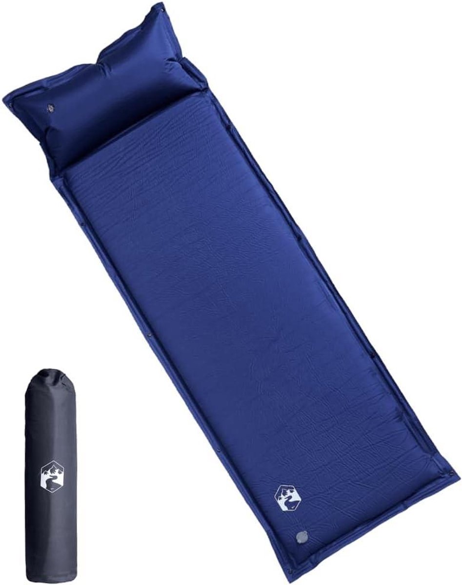 Zelfopblazend matras - Kampeer kussen - Outdoor slapen - Met ingebouwd kussen - 195 x 64 cm - Marineblauw