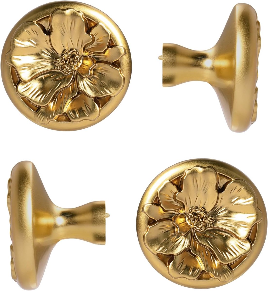 4 stuks meubelknoppen vintage, bloemenvorm kastknoppen goud, decoratief bloemenpatroon keuken kast meubelknop, enkel gat zinklegering knop, ladeknoppen voor kasten, kledingkasten en meubels