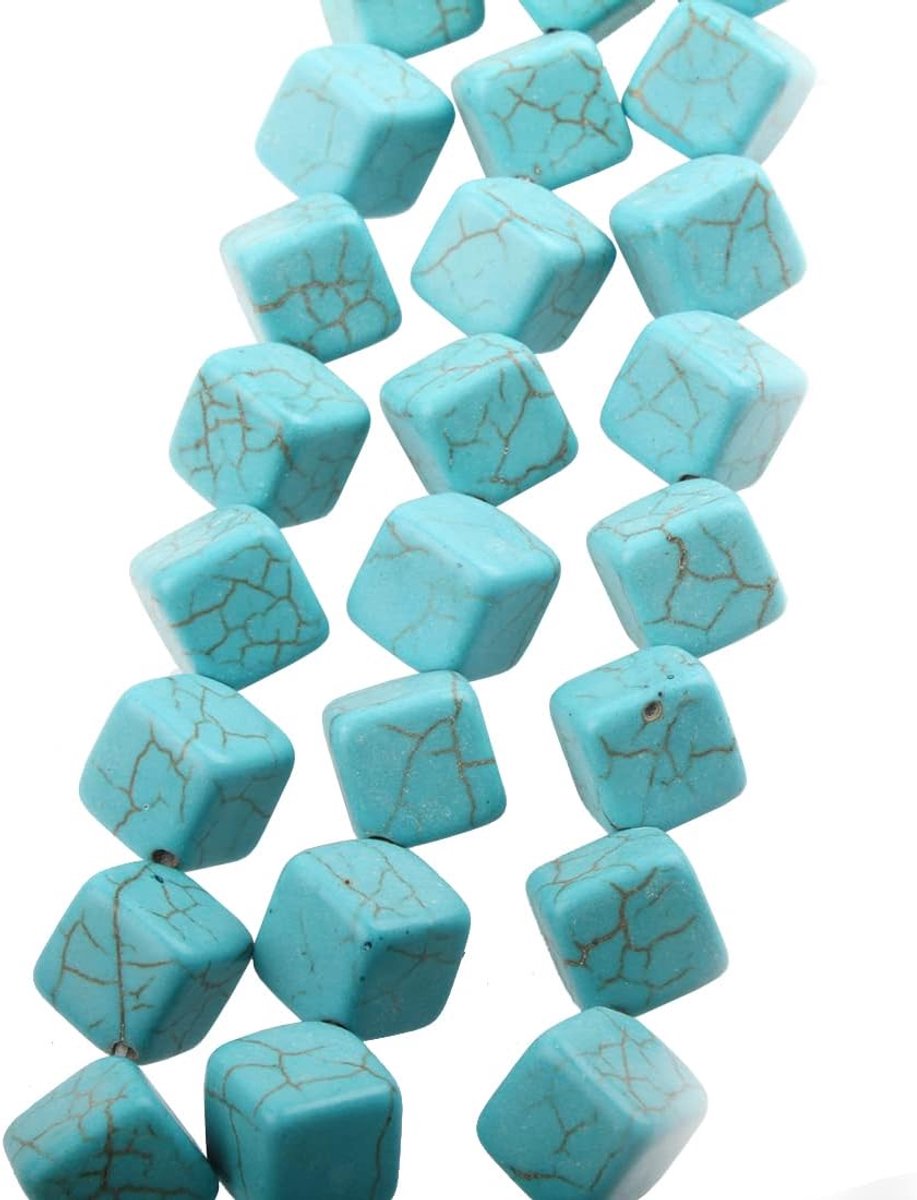 1 streng turquoise kubus 10 mm halfedelstenen kralen halfedelsteen edelstenen sierkralen siersteen voor doe-het-zelf kettingen knutselen