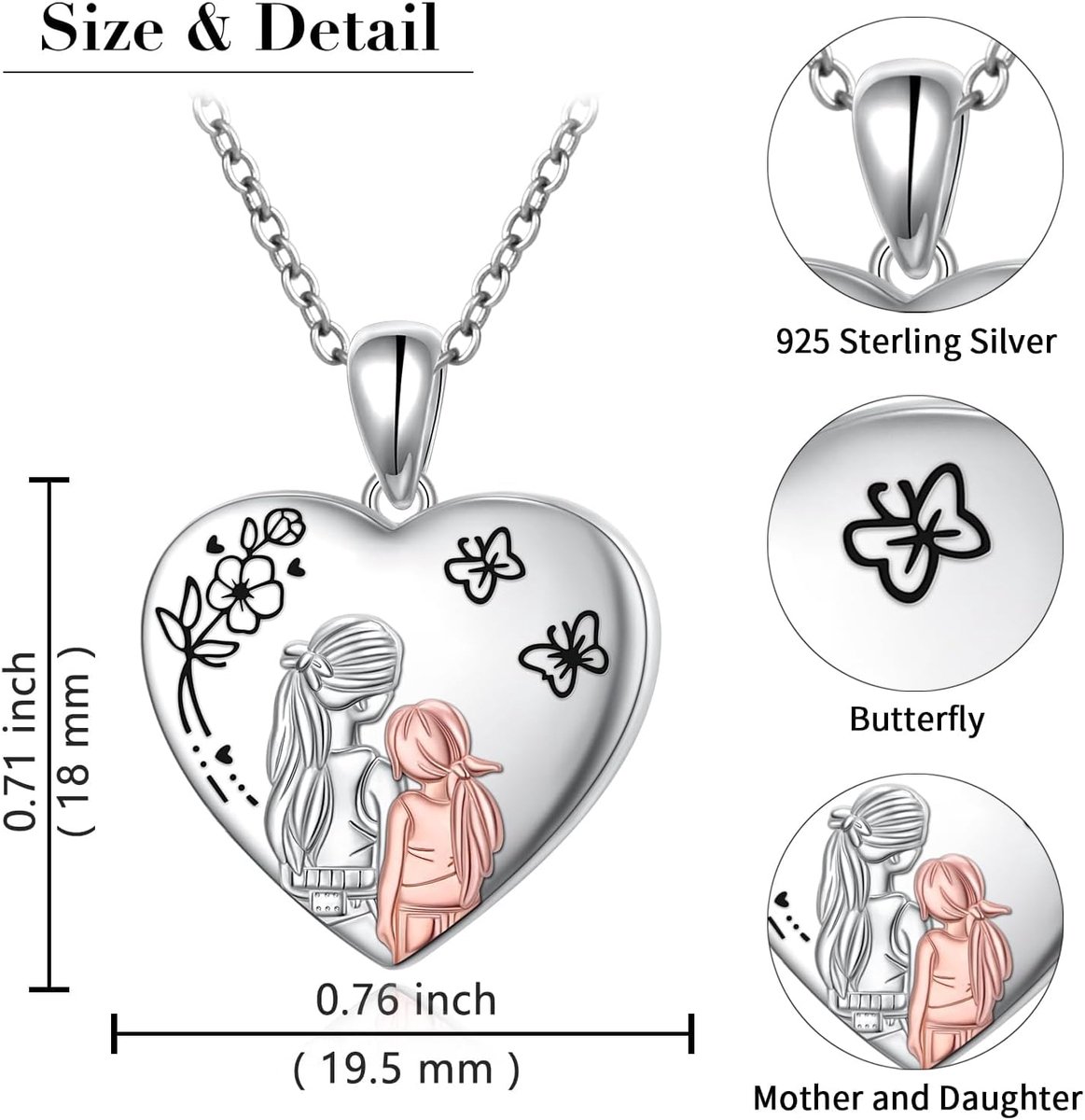 medaillon ketting met foto 925 sterling zilveren hart foto medaillon hanger voor vrouwen zus verjaardag moederdag Valentijnsdag cadeau, normaal, Sterling zilver, Edelsteen