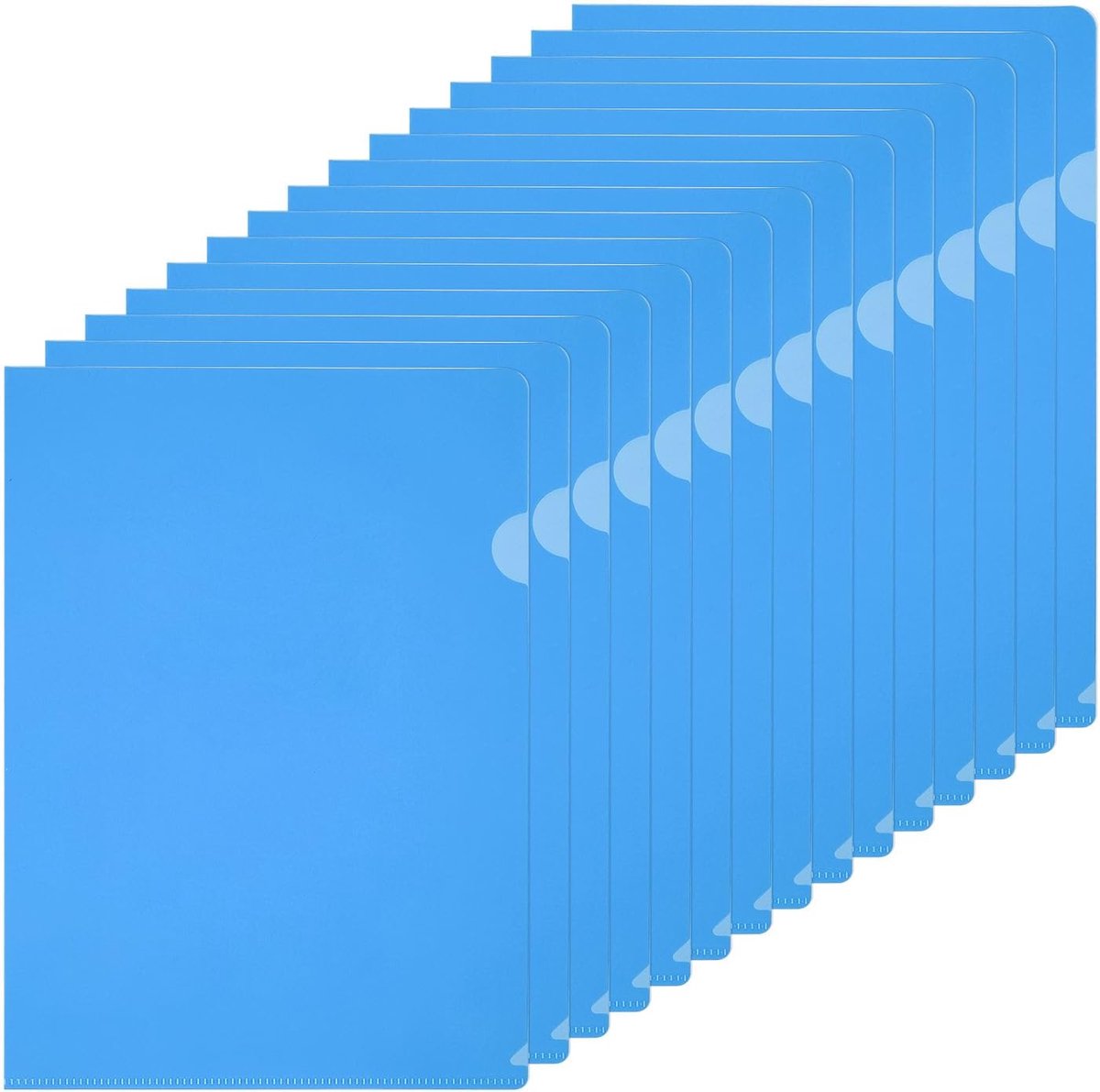 A5 plastic mappen, 15 stuks doorzichtige mappen l type projectzakken papieren documentjas mouwen l vormige transparant voor documenten plastic kantoorbestand, 6,3 x 8,8 inch, donkerblauw